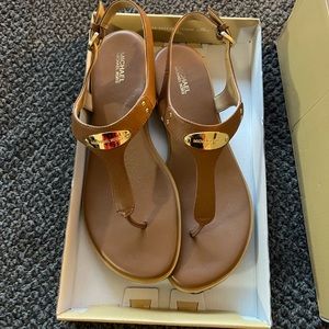 Brown leather Michael Kors Thong Sandals